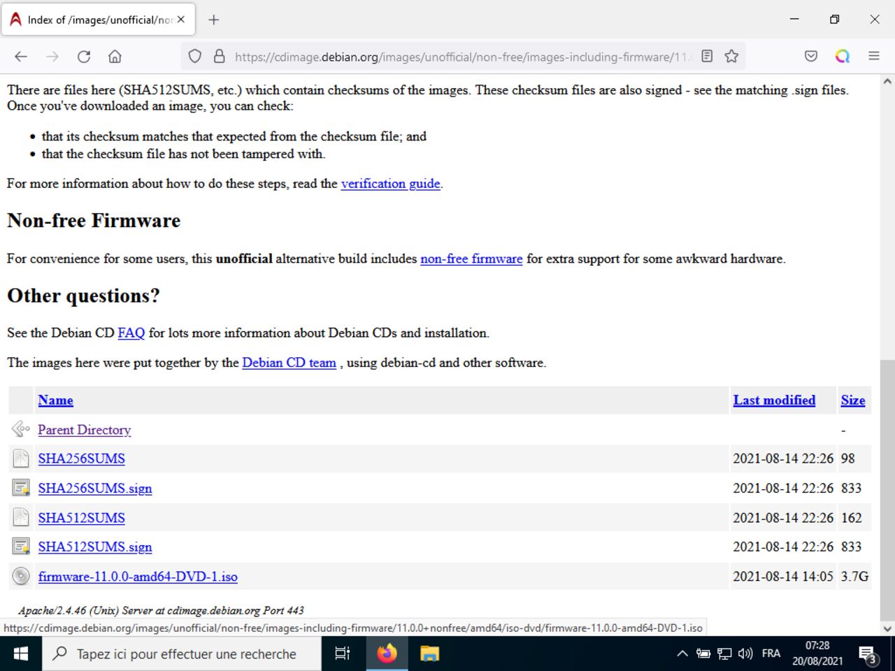 Mon premier ordinateur Linux - Télécharger l'image ISO Debian firmware non-free CD / DVD sélectionnée